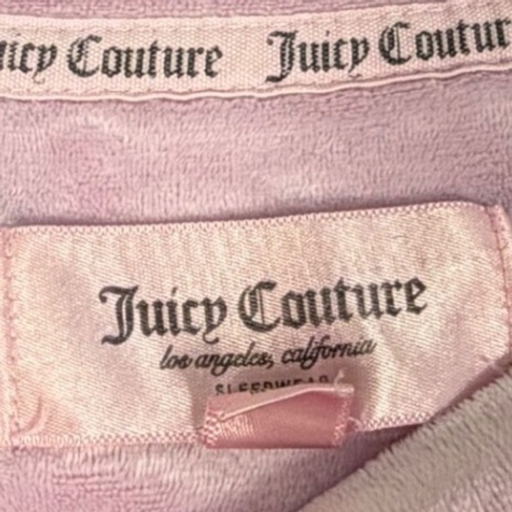 Juicy Couture Velour Sweatshirt Womens 1X Pink Rhinestone Logo Top - Picture 6 of 16
